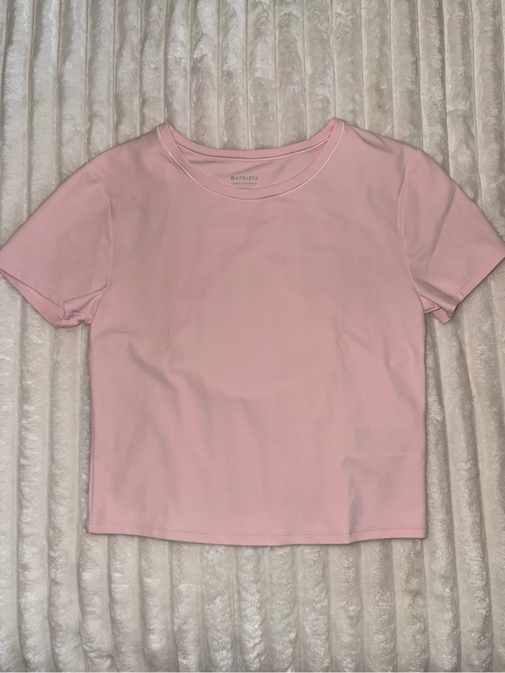 Athleta Light Pink Short Sleeve Crew Tee Cutout back
